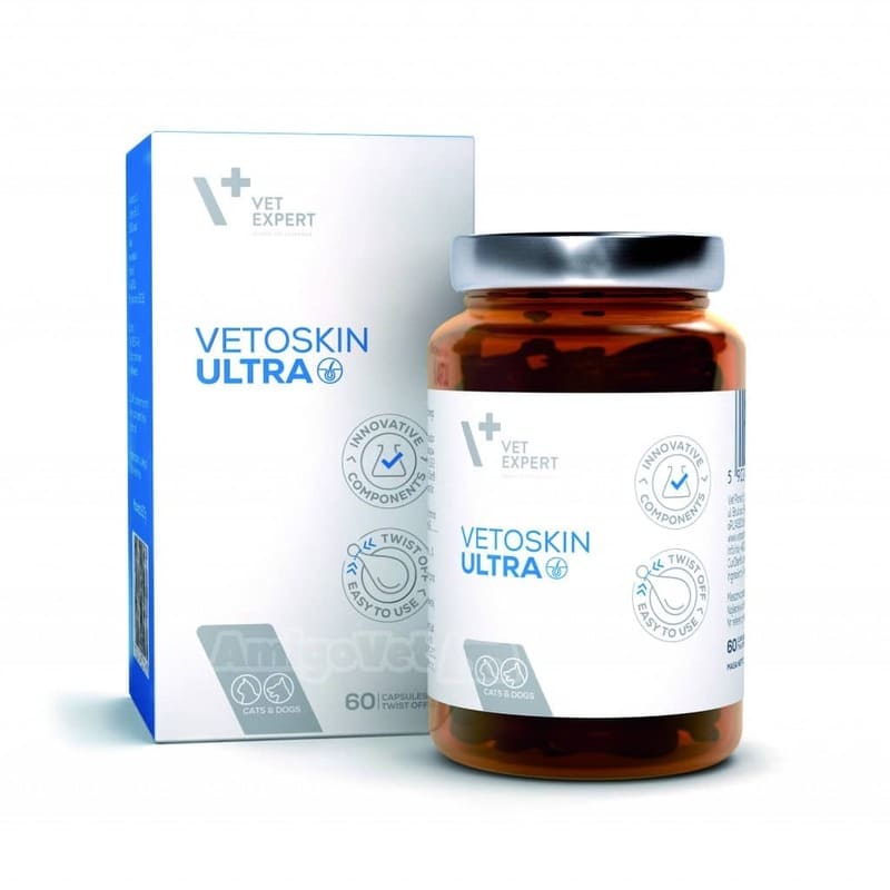 VetExpert VetoSkin Ultra kapsulas ādai un apmatojumam suņiem un kaķiem N60